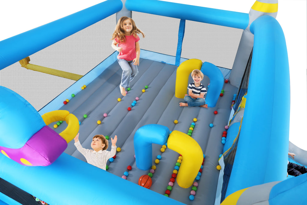 Multifunctional Jump 'n Slide Inflatable Bouncer for Kids Complete Setup with Blower - 198' x 180' Play Area - 96' Tall