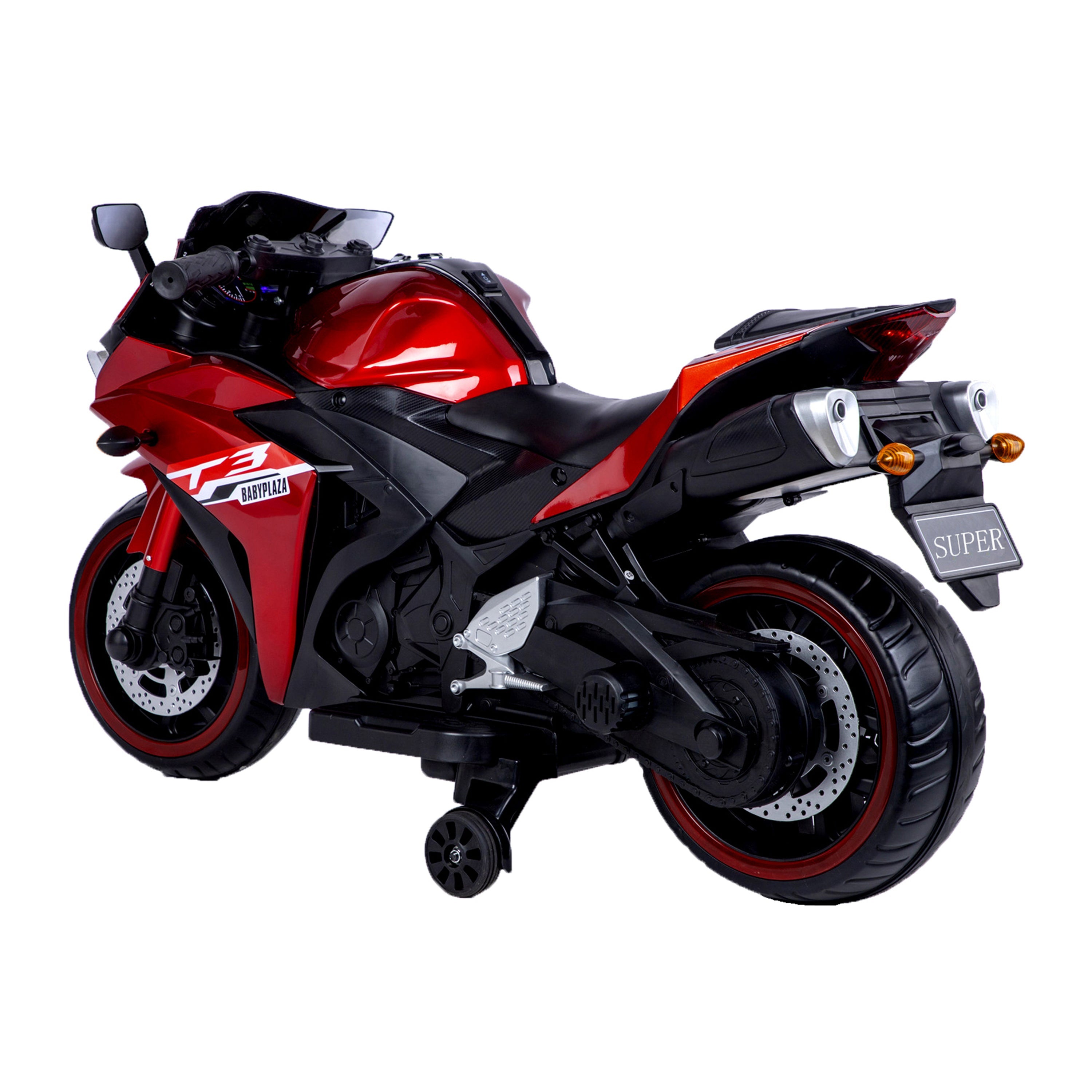 Kids 12V Motorcycle with Training Wheels, Manual Throttle, and Lighting Wheels for Boys and Girls Ages 3-6