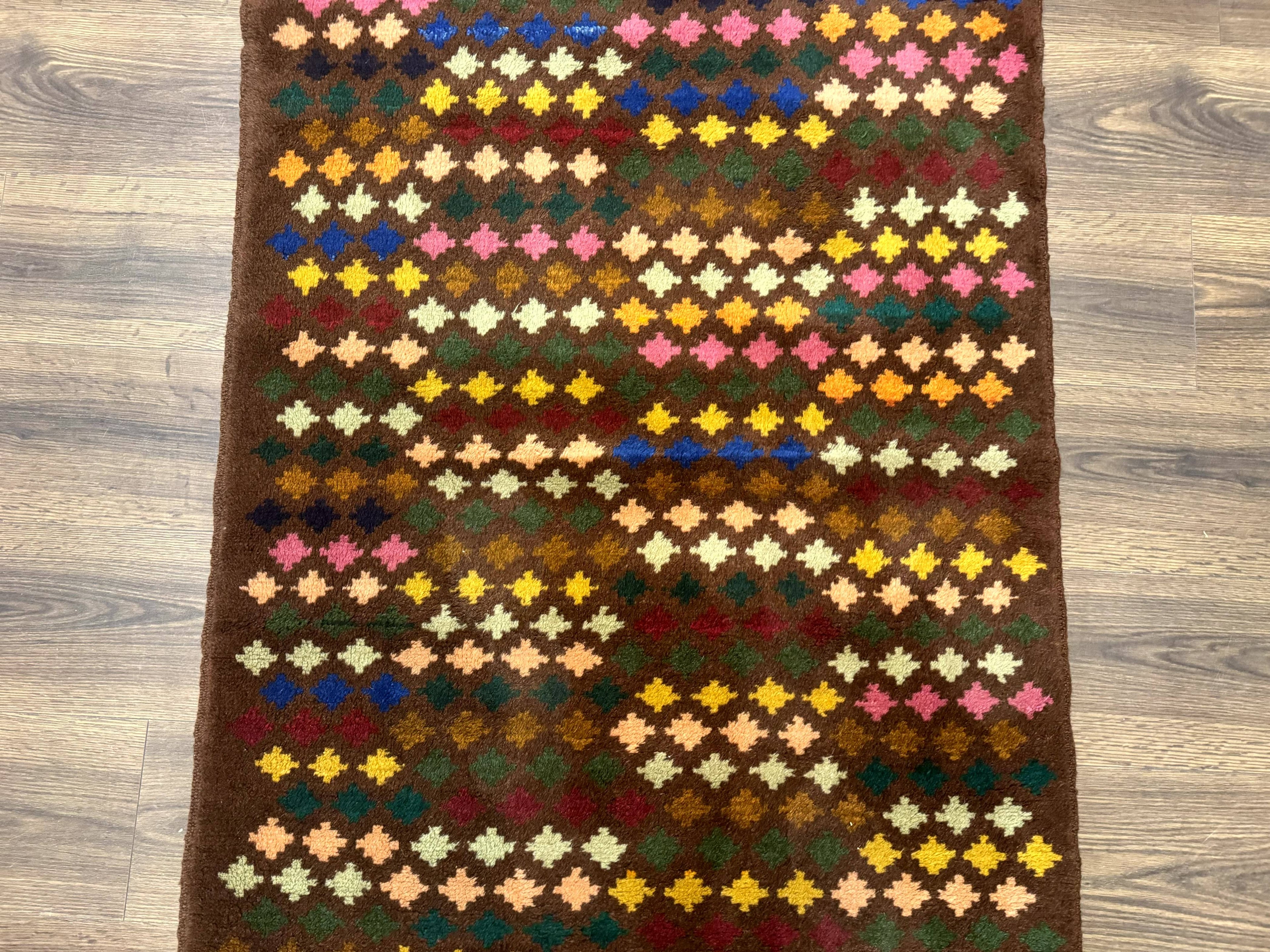 Afghan Balouch Rug 3x5 Multicolor Vintage Handmade Wool Carpet