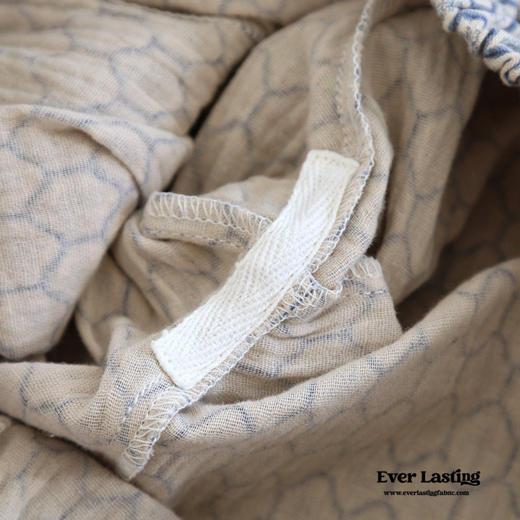 Floral V Tank and Long Pants with Cardigan Cotton Pajama Set / Blue