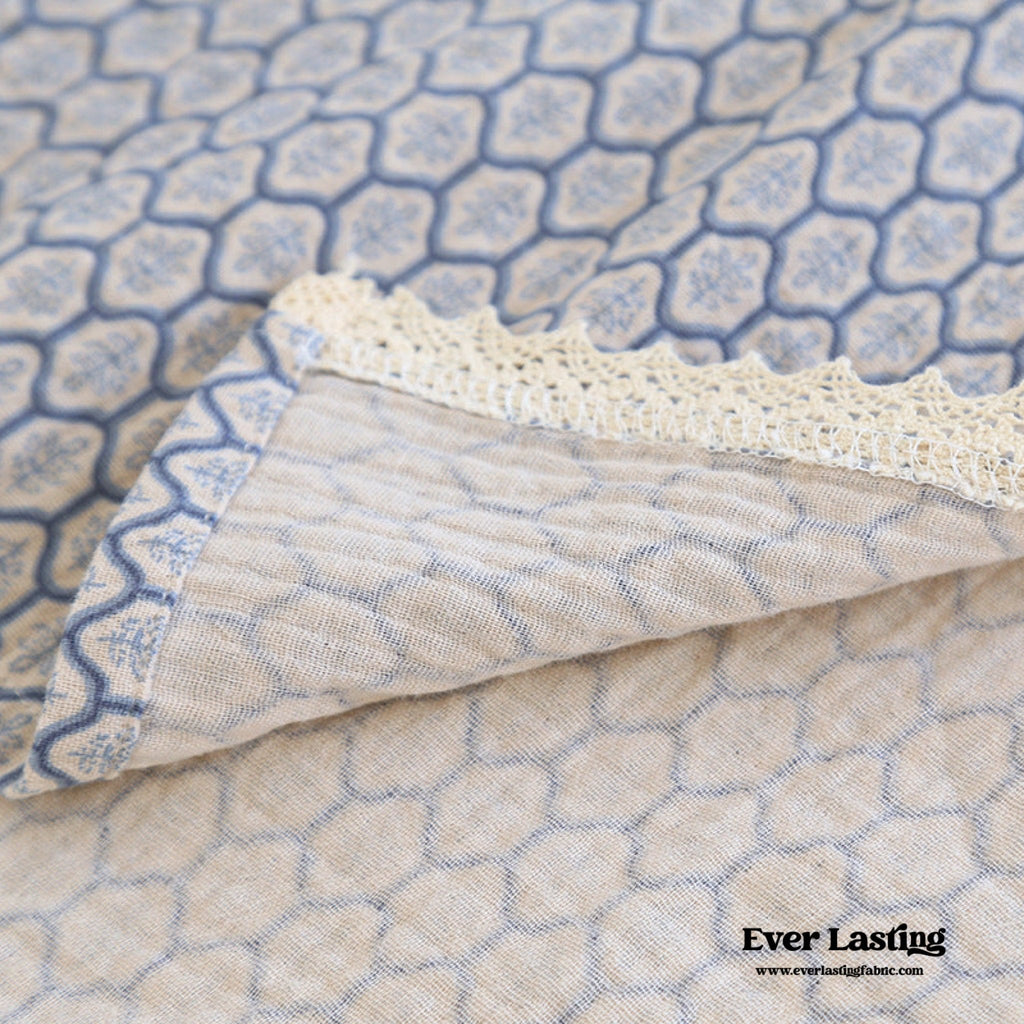 Floral V Tank and Long Pants with Cardigan Cotton Pajama Set / White