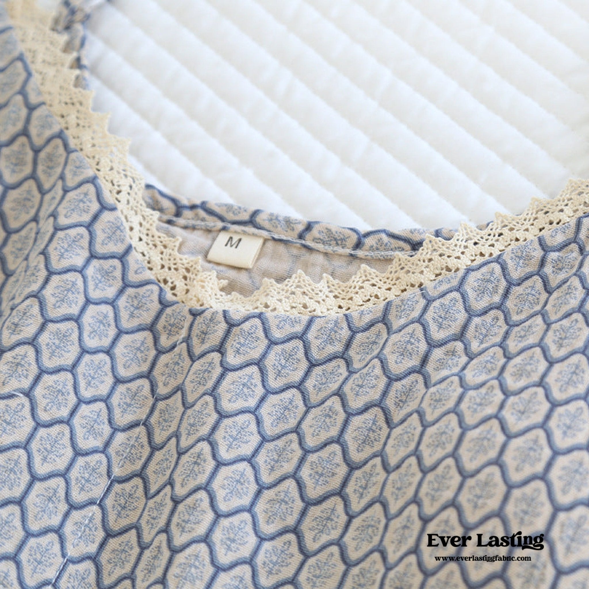 Floral V Tank and Long Pants with Cardigan Cotton Pajama Set / White