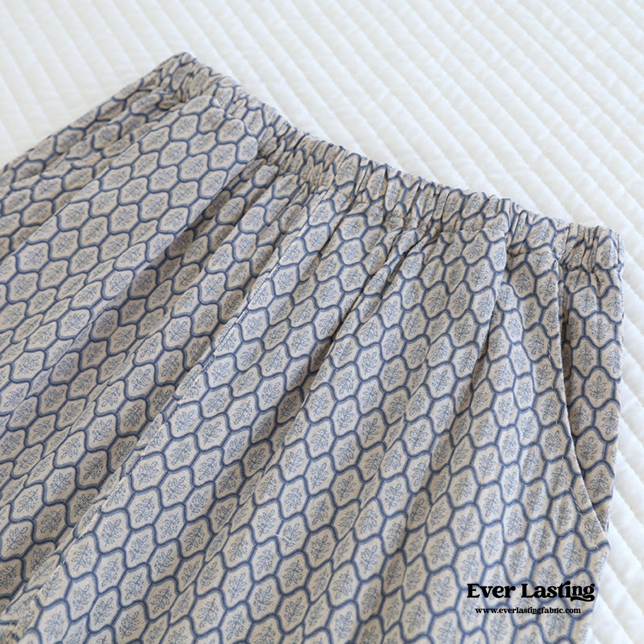 Floral V Tank and Long Pants with Cardigan Cotton Pajama Set / White