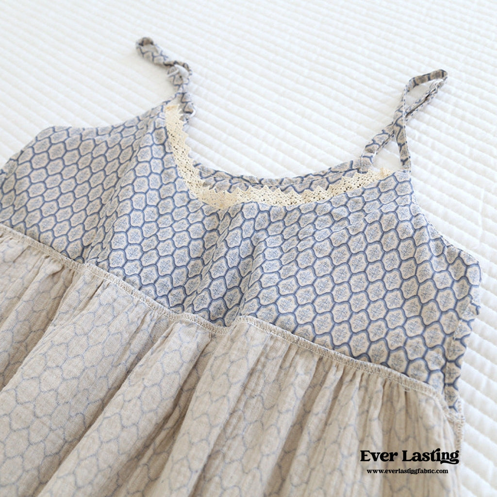 Floral V Tank and Long Pants with Cardigan Cotton Pajama Set / White