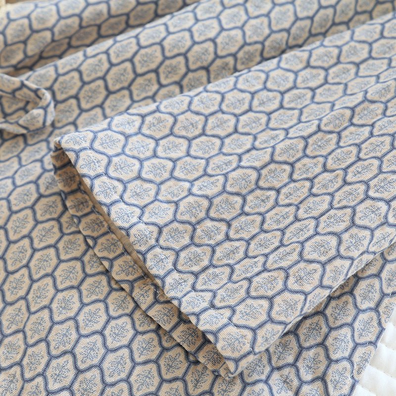 Floral V Tank and Long Pants with Cardigan Cotton Pajama Set / White