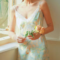 Fresh Floral Nightgown Pajama Dress / Yellow Floral