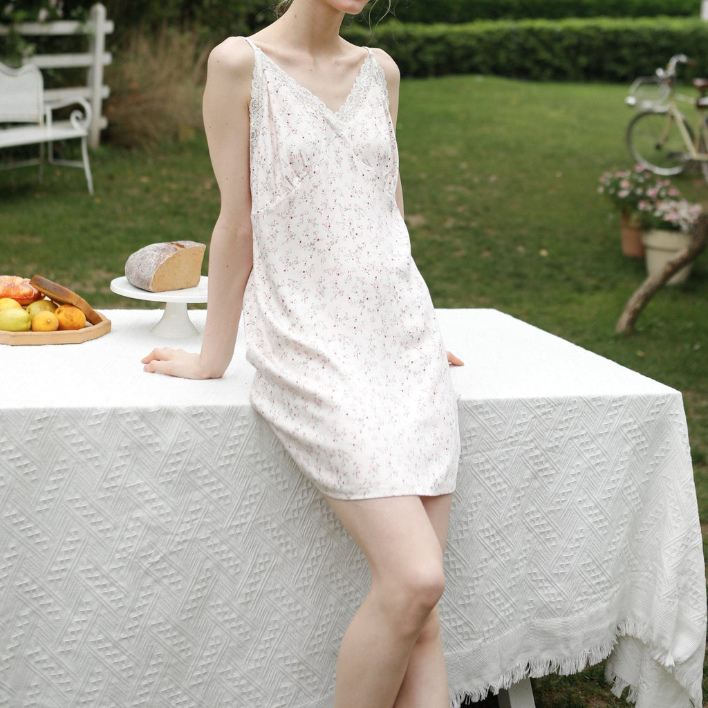 Fresh Floral Nightgown Pajama Dress / Yellow Floral