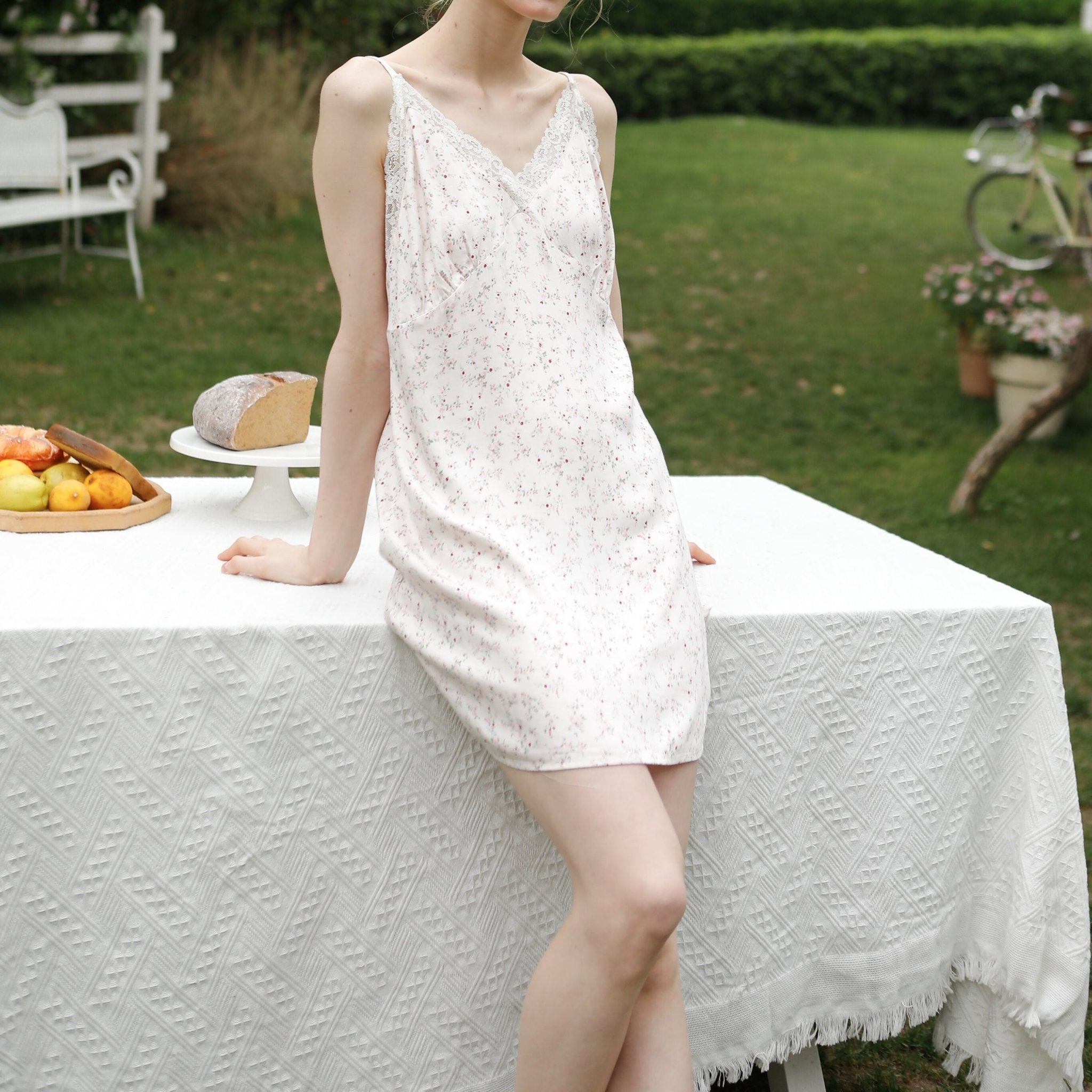 Fresh Floral Nightgown Pajama Dress / Yellow Floral