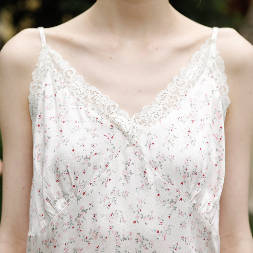 Fresh Floral Nightgown Pajama Dress / Pink Floral