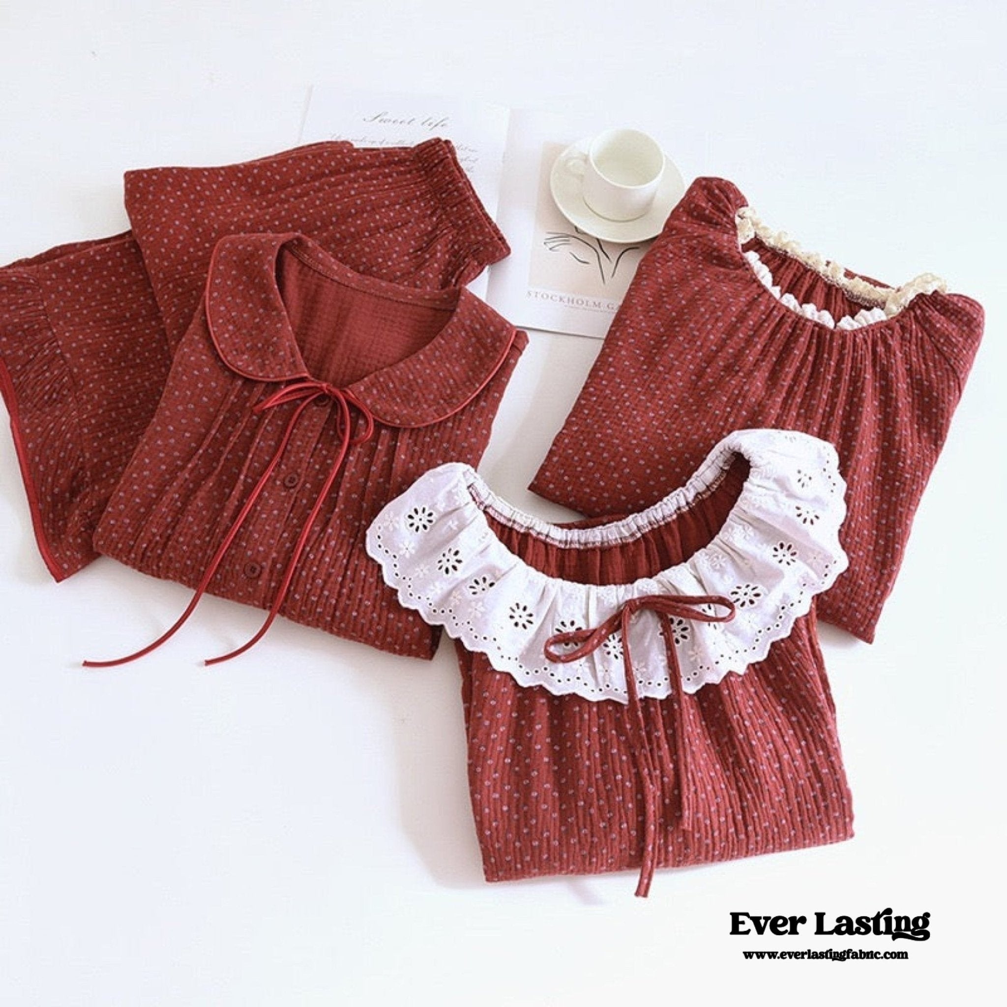 Ivy Red Floral Ruffled Pajama Set / Dress