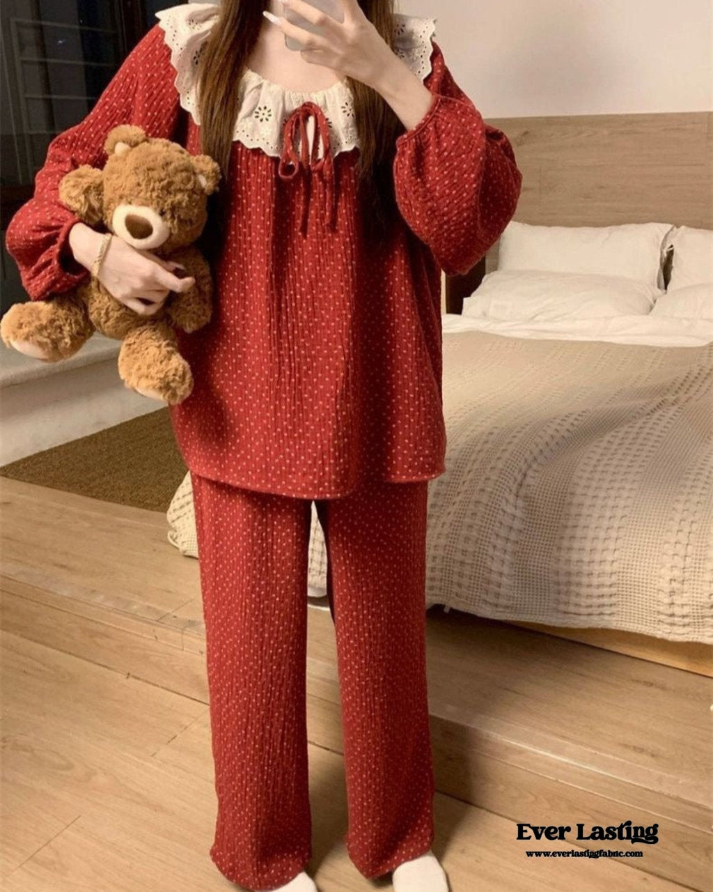 Ivy Red Floral Ruffled Pajama Set / Dress