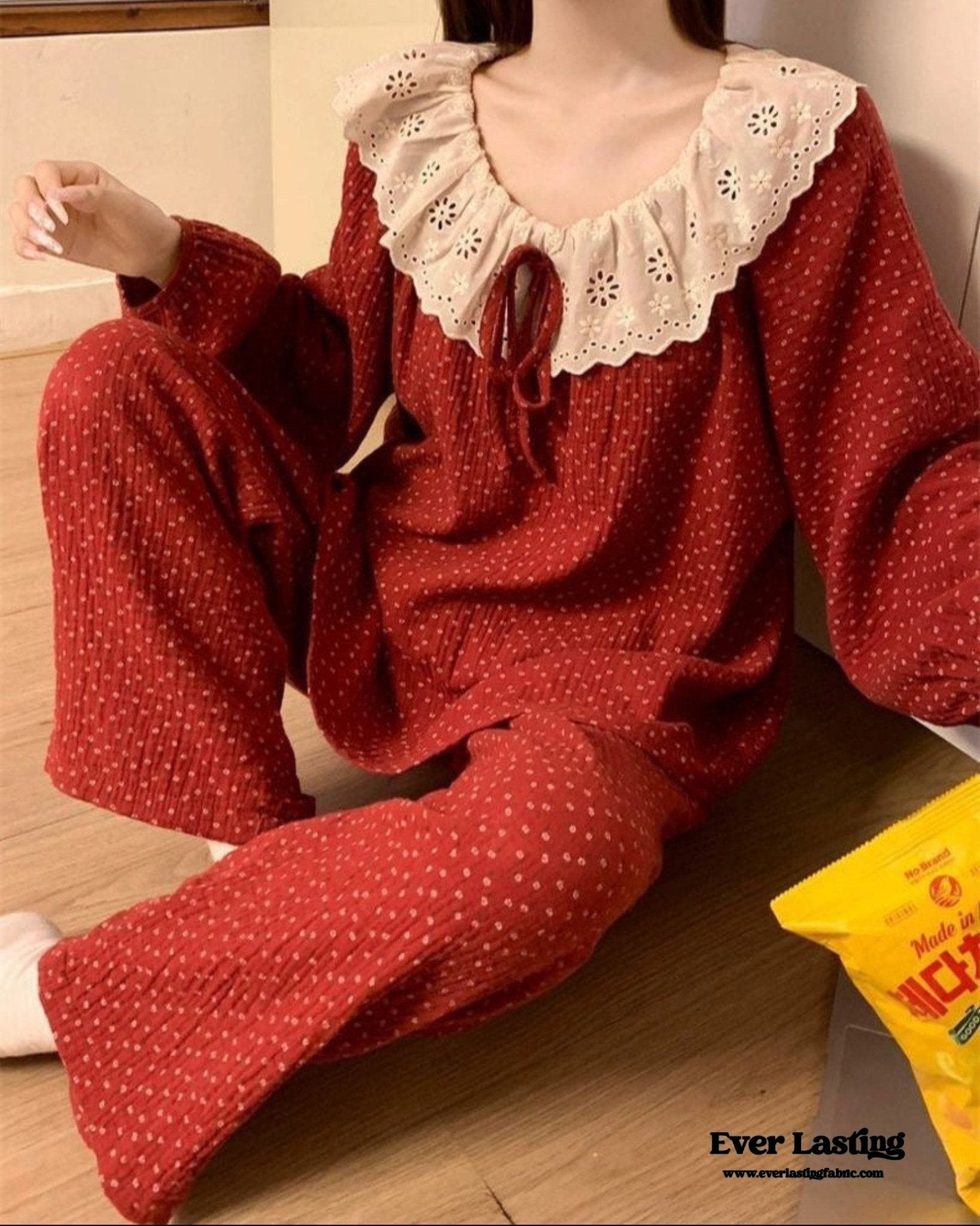 Ivy Red Floral Ruffled Pajama Set / Dress