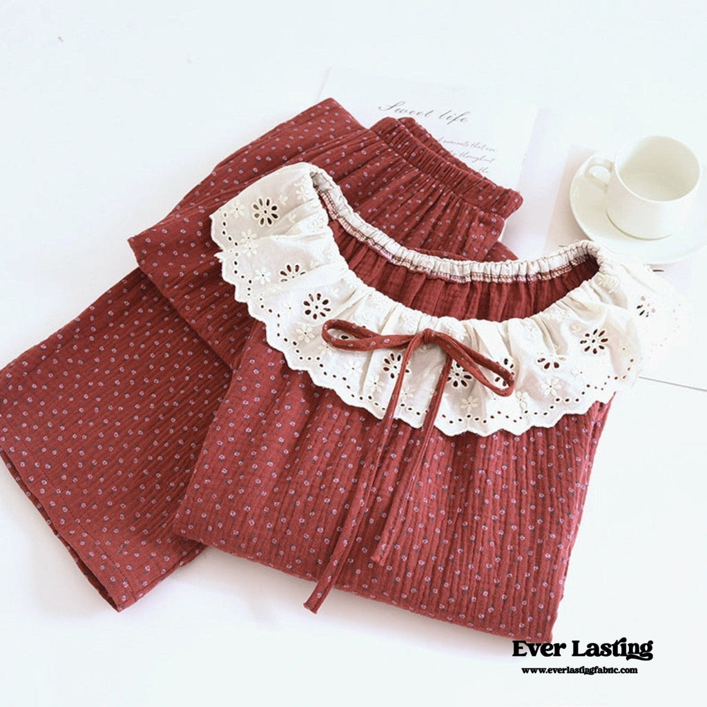 Ivy Red Floral Ruffled Pajama Set / Dress