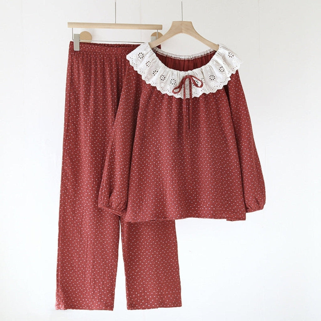 Ivy Red Floral Ruffled Pajama Set / Dress