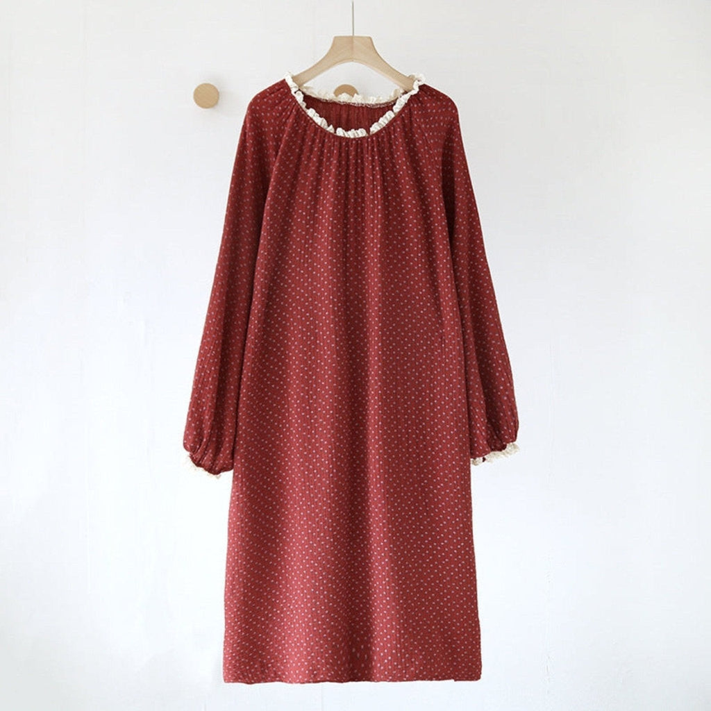 Ivy Red Floral Ruffled Pajama Set / Dress