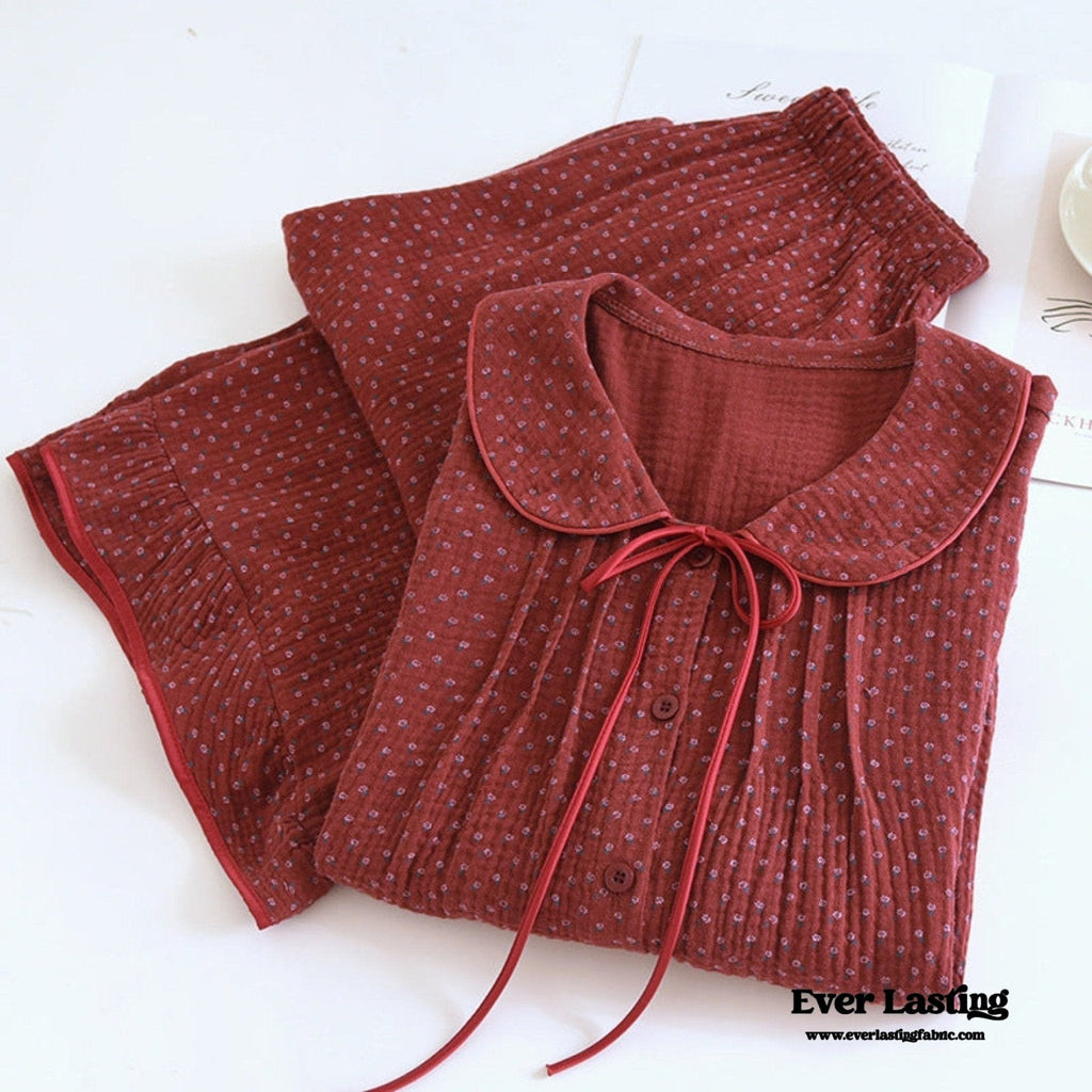 Ivy Red Floral Ruffled Pajama Set / Pullover