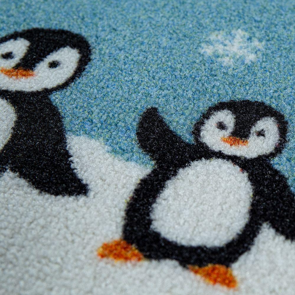 Kids Play Rug for Nursery World map with Animals in blue