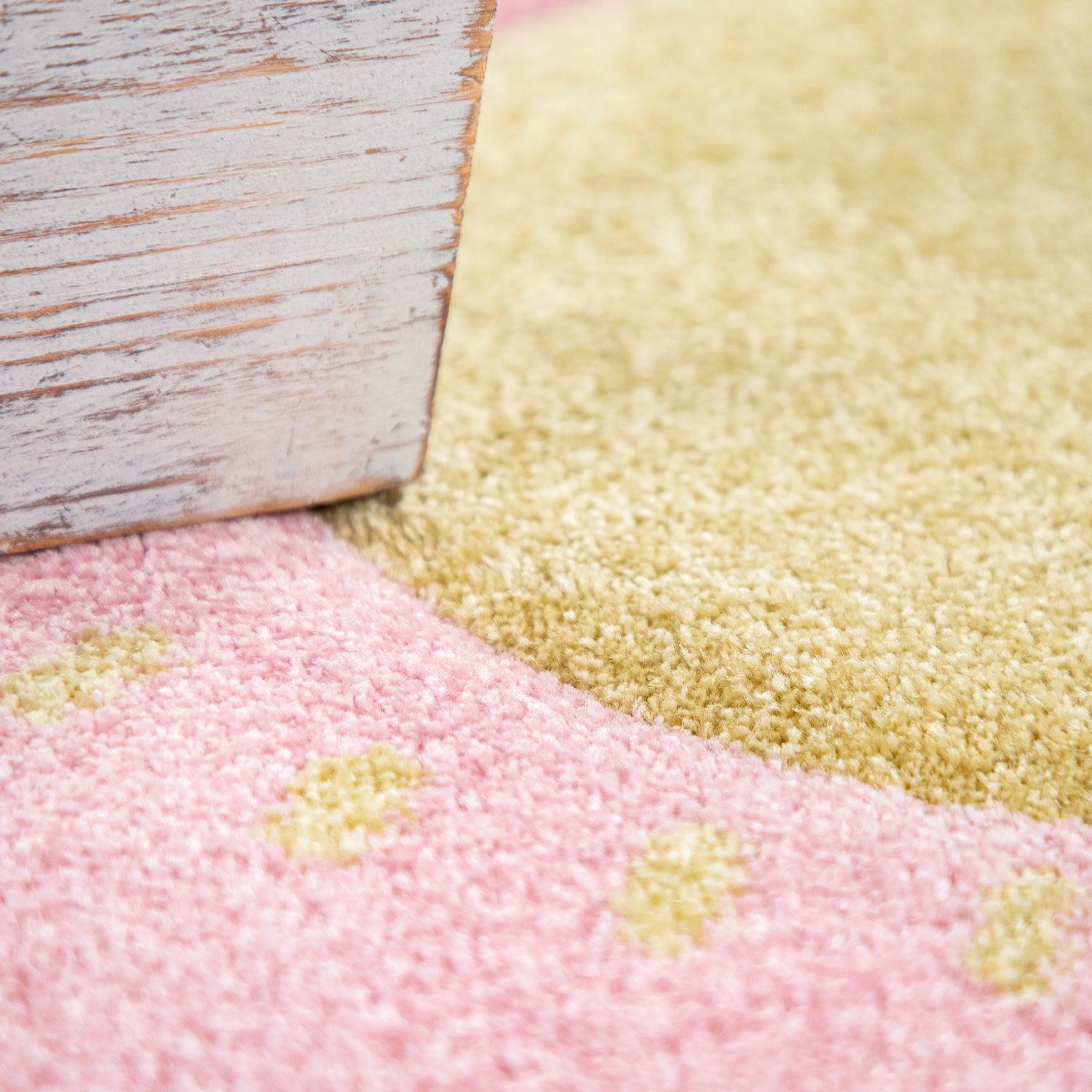 Kids Rug Cosmo with Rainbow & Clouds in Colorful Pink