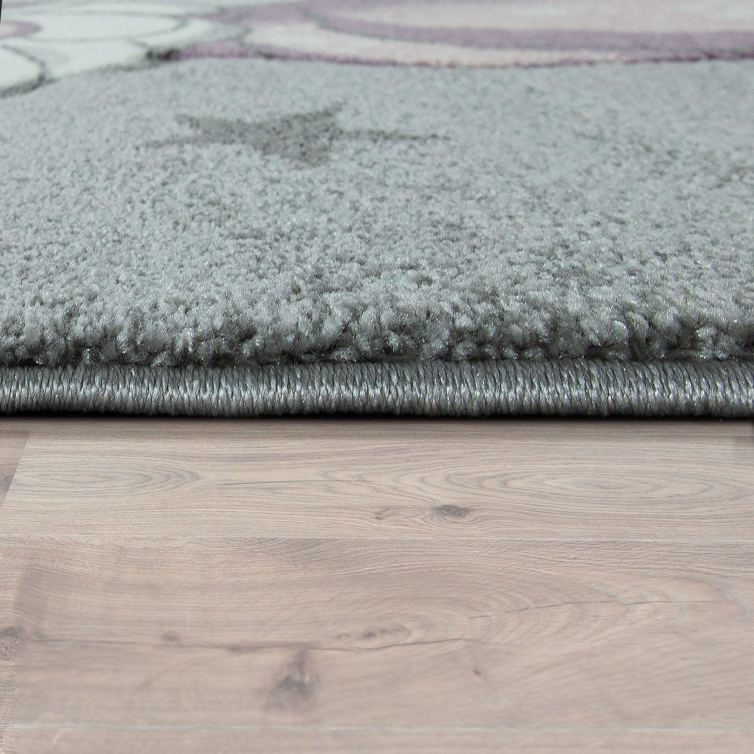 Kids Rug Rainbow Unicorn Colourful Grey