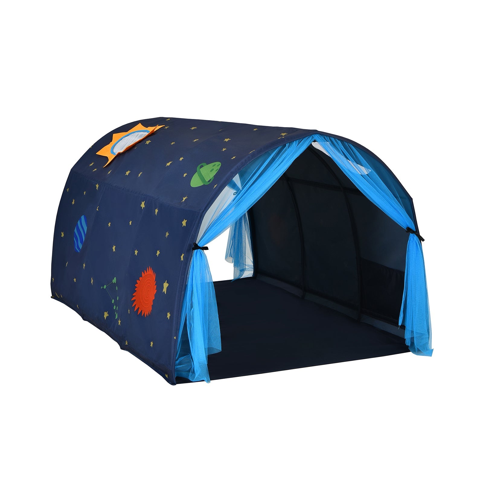 Kids Galaxy Starry Sky Dream Portable Play Tent with Double Net Curtain-Blue