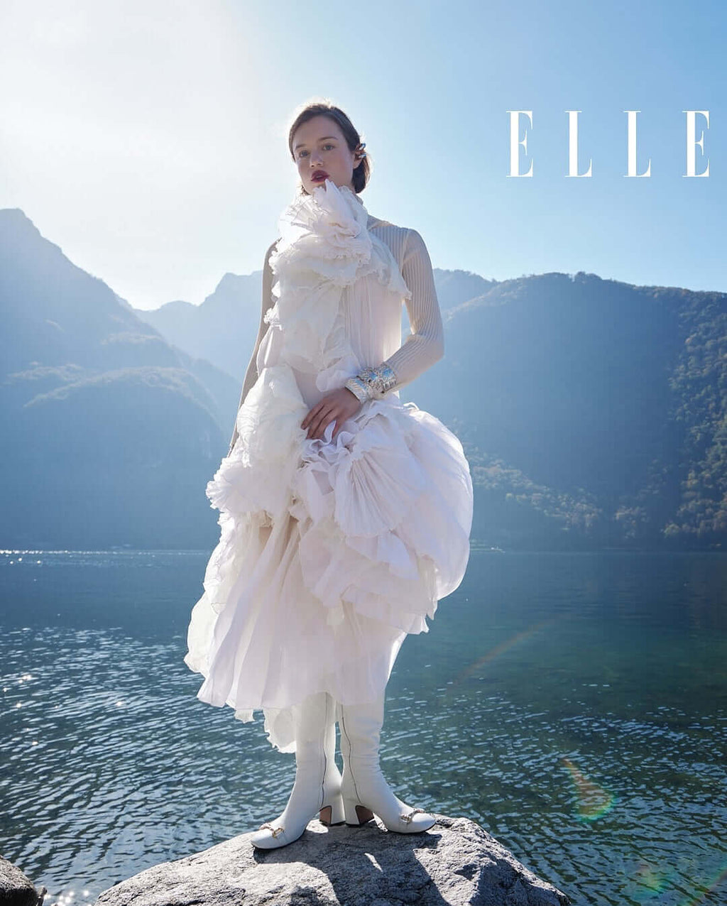 White Tall Lock Boot