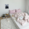 Mixed Color Washed Cotton Bedding Set / Baby Pink + White