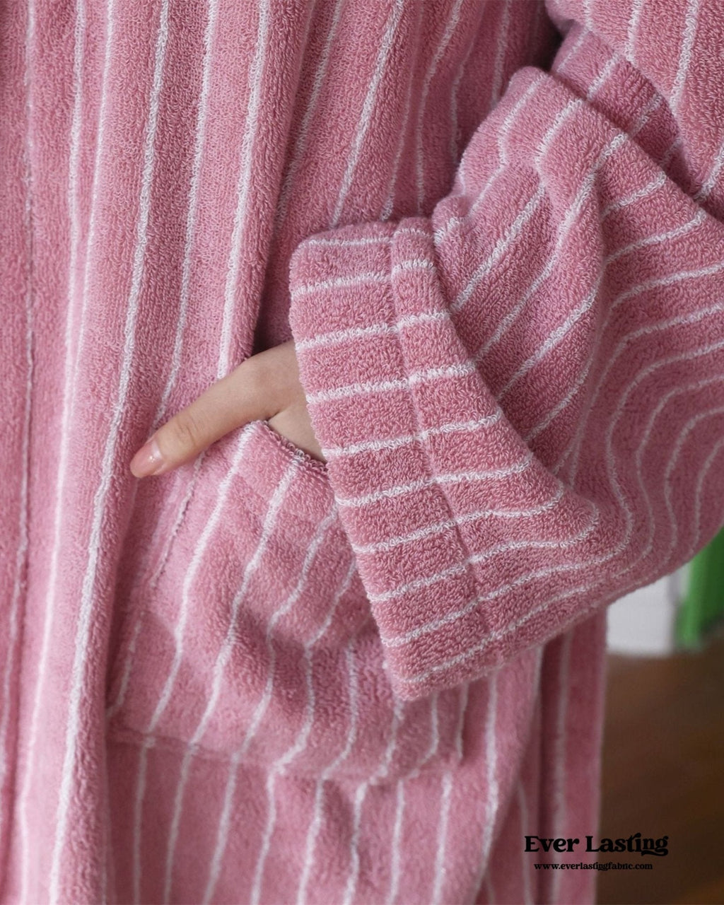 Modern Striped Cotton Bathrobe Set / Blue