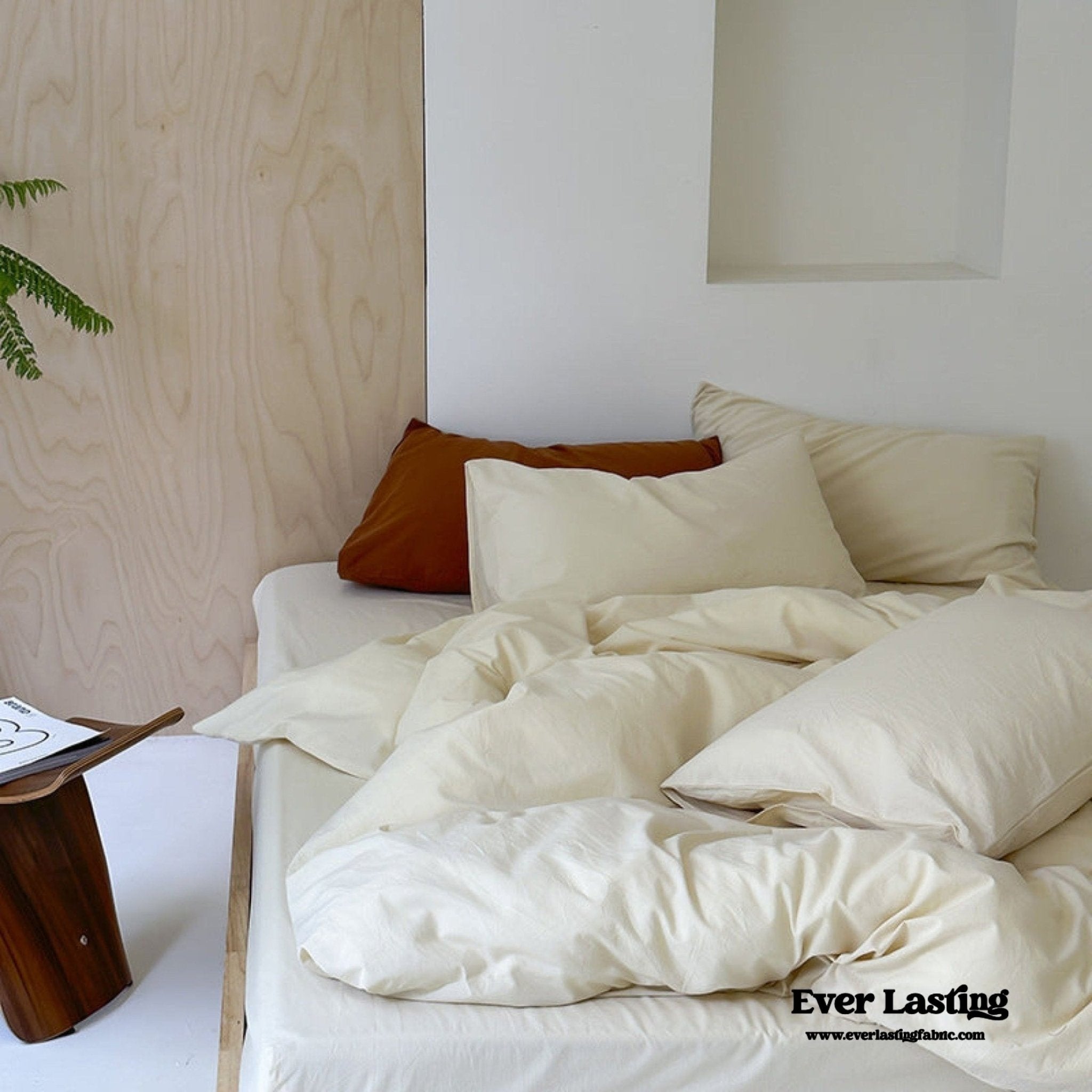 Modern Washed Cotton Bedding Set / Green