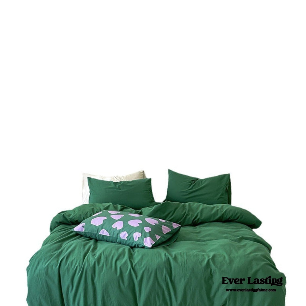 Modern Washed Cotton Bedding Set / Green