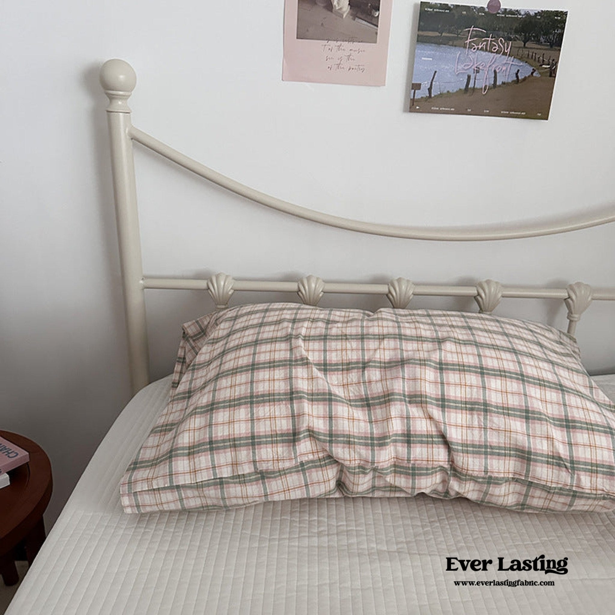 Muted Blush Cotton Pillowcase / Pink Striped