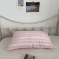 Muted Blush Cotton Pillowcase / Pink Striped