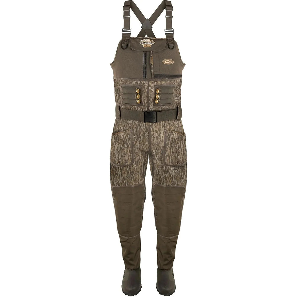 Drake Waterfowl Mens Buckshot Eqwader 1600 Neoprene 3.0 Hunting & Fishing Durable Waterproof Chest-High Waders with Boots Mossy Oak Bottomland Regular Boot - 8
