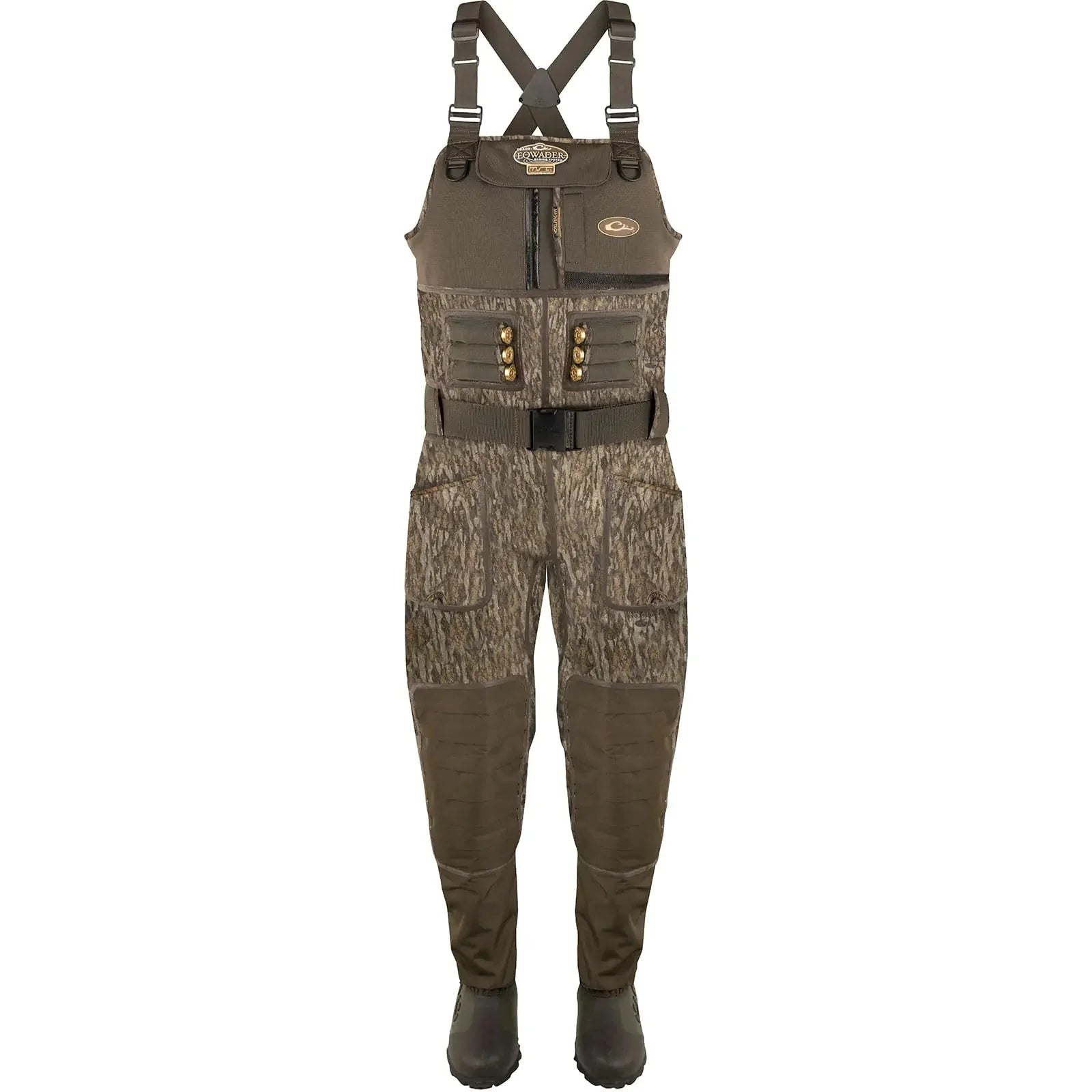 Drake Waterfowl Mens Buckshot Eqwader 1600 Neoprene 3.0 Hunting & Fishing Durable Waterproof Chest-High Waders with Boots Mossy Oak Bottomland Regular Boot - 8