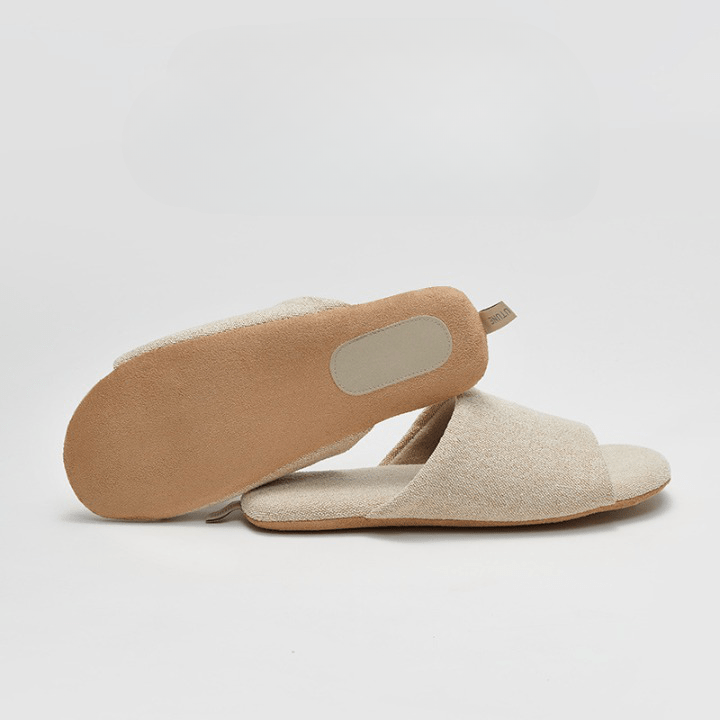 Open Toe Cotton House Slipper / White