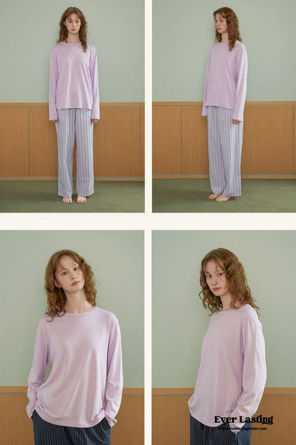 Pastel Striped Pajama Set / Purple