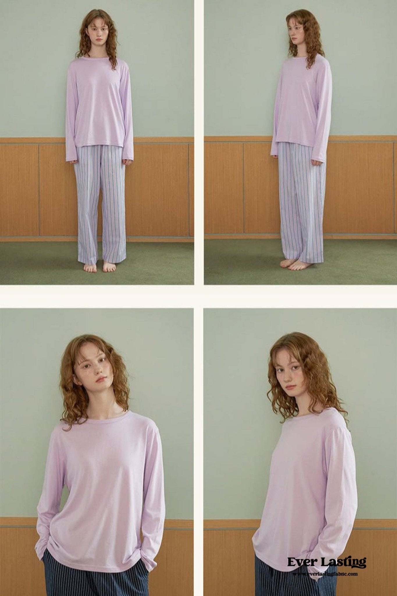 Pastel Striped Pajama Set / Purple