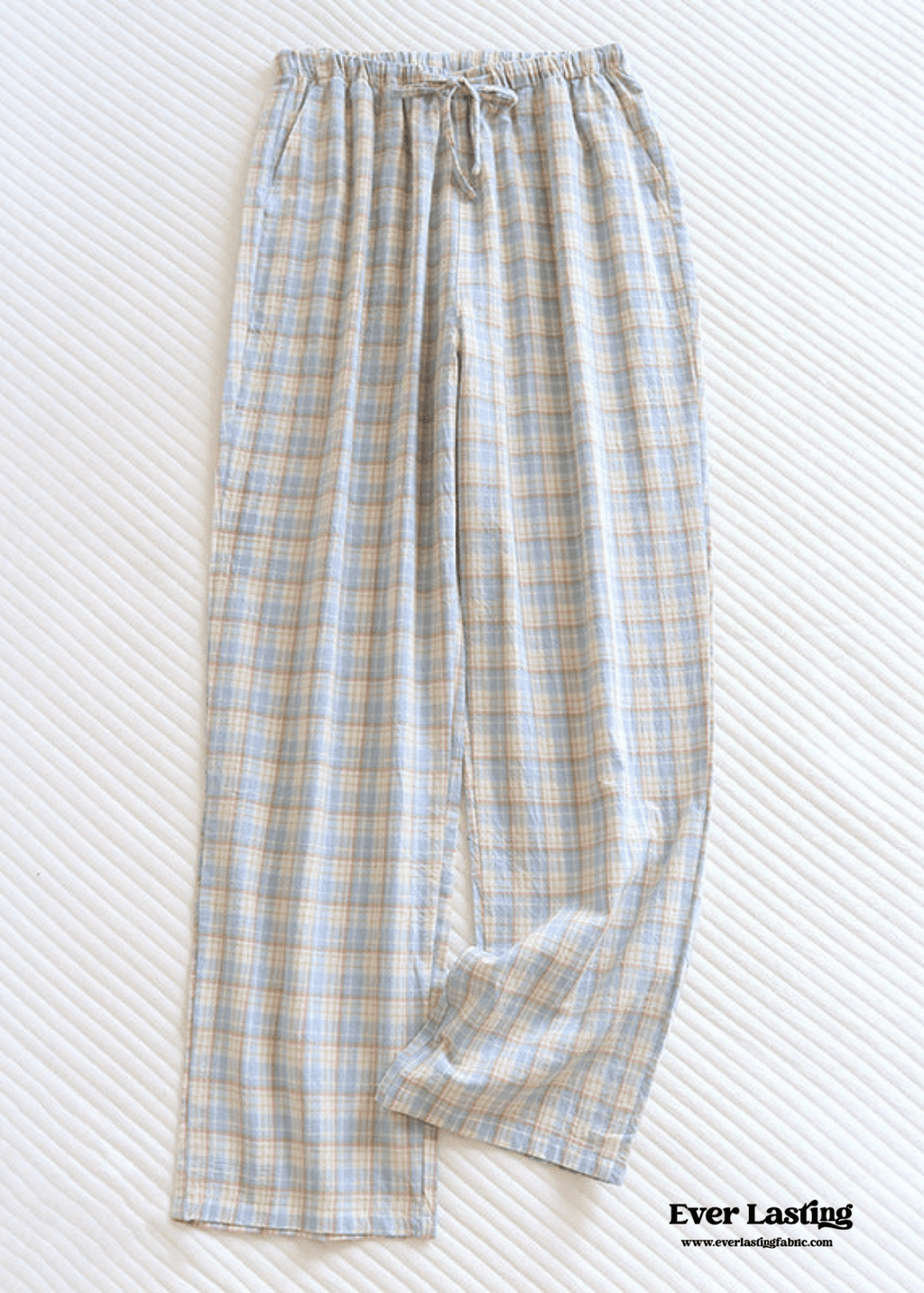 Plaid Washed Cotton Pajama Pants / Blue