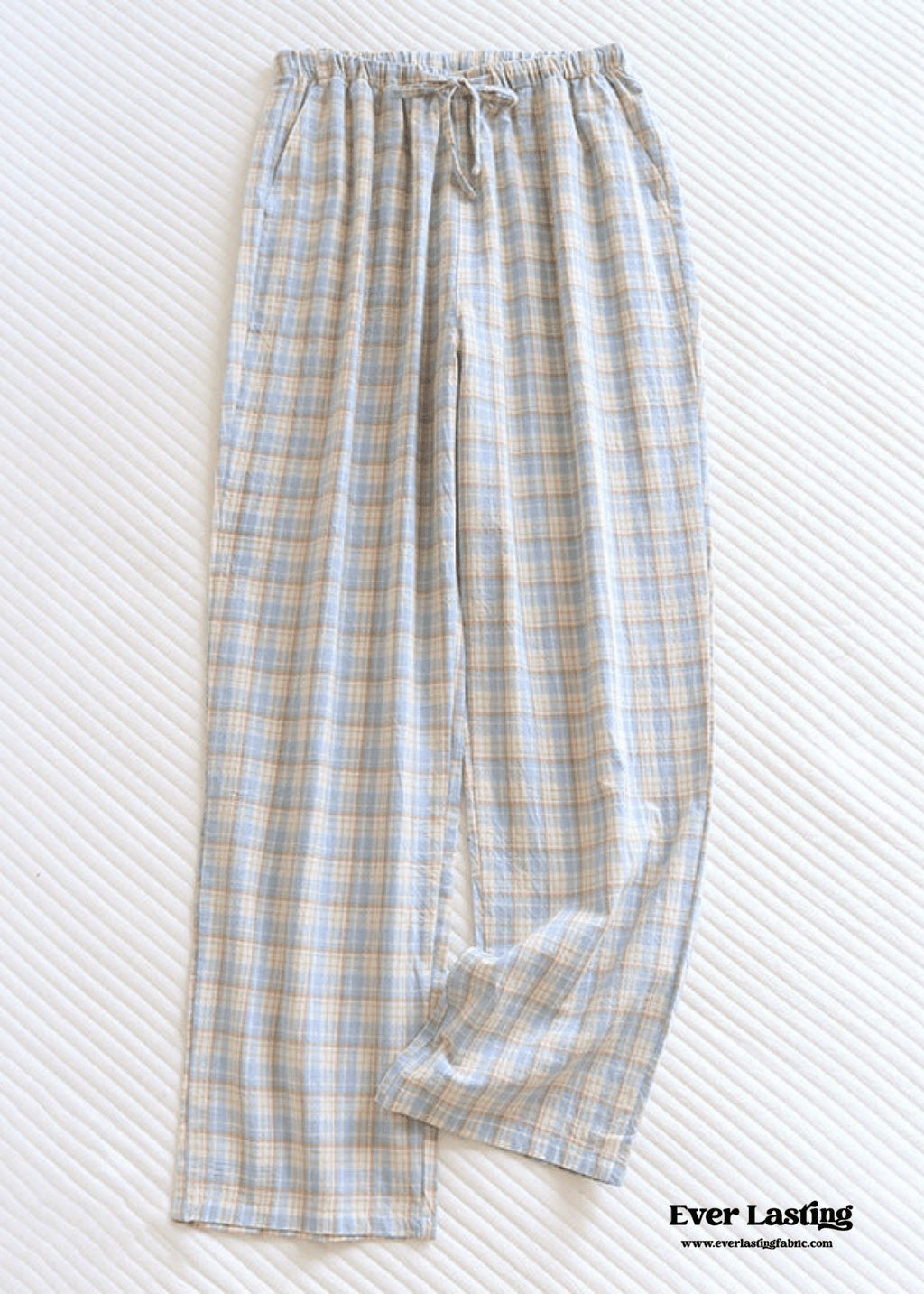 Plaid Washed Cotton Pajama Pants / Pink