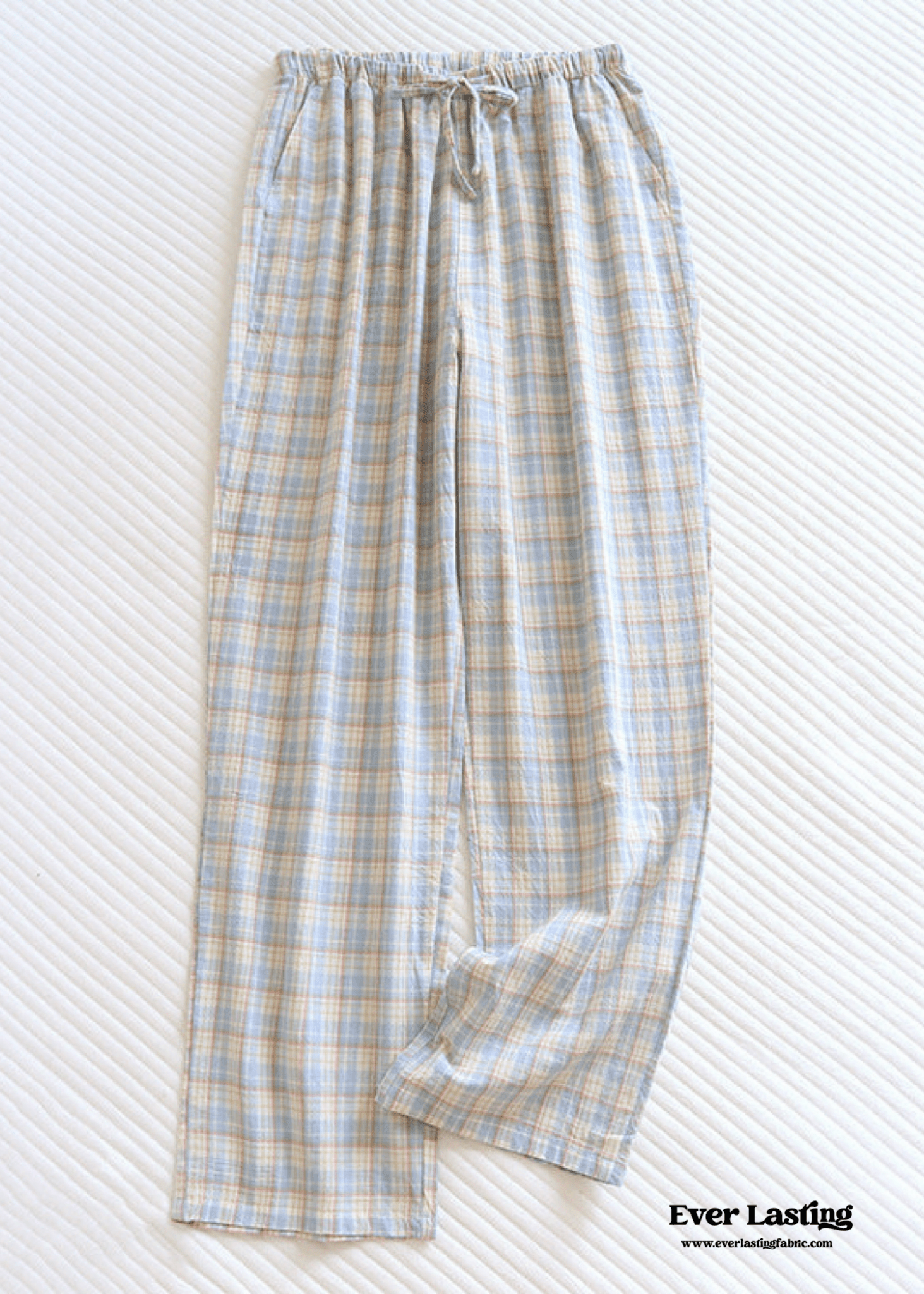 Plaid Washed Cotton Pajama Pants / Pink