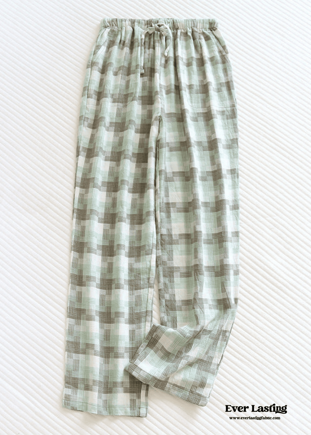 Plaid Washed Cotton Pajama Pants / Pink
