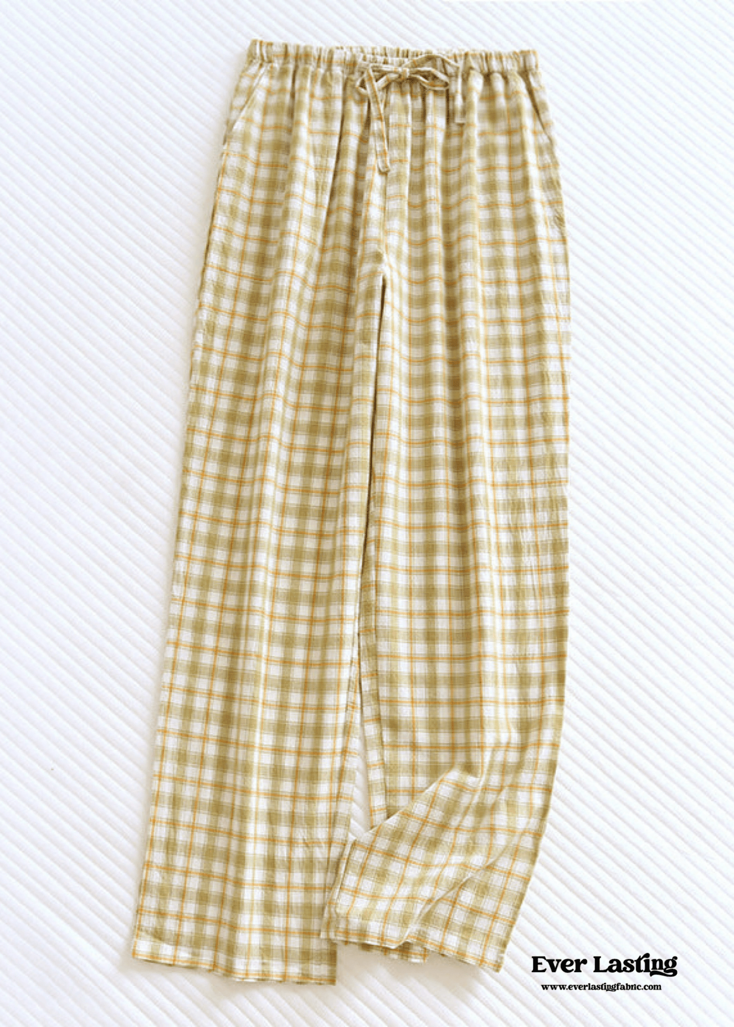 Plaid Washed Cotton Pajama Pants / Pink