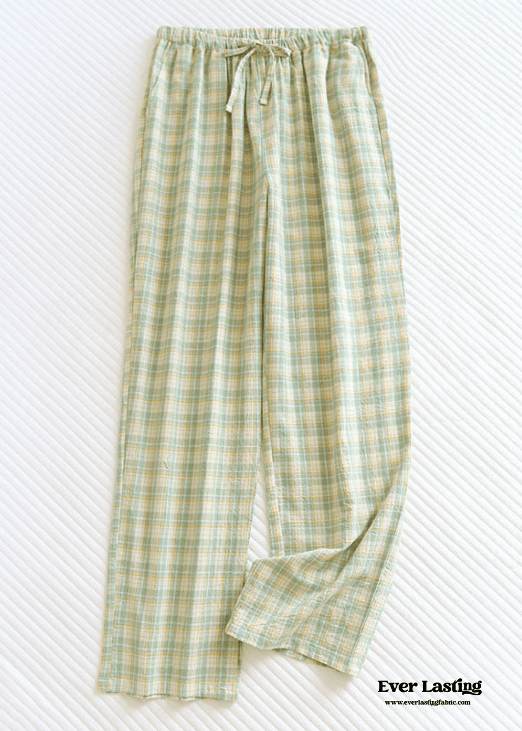 Plaid Washed Cotton Pajama Pants / Pink