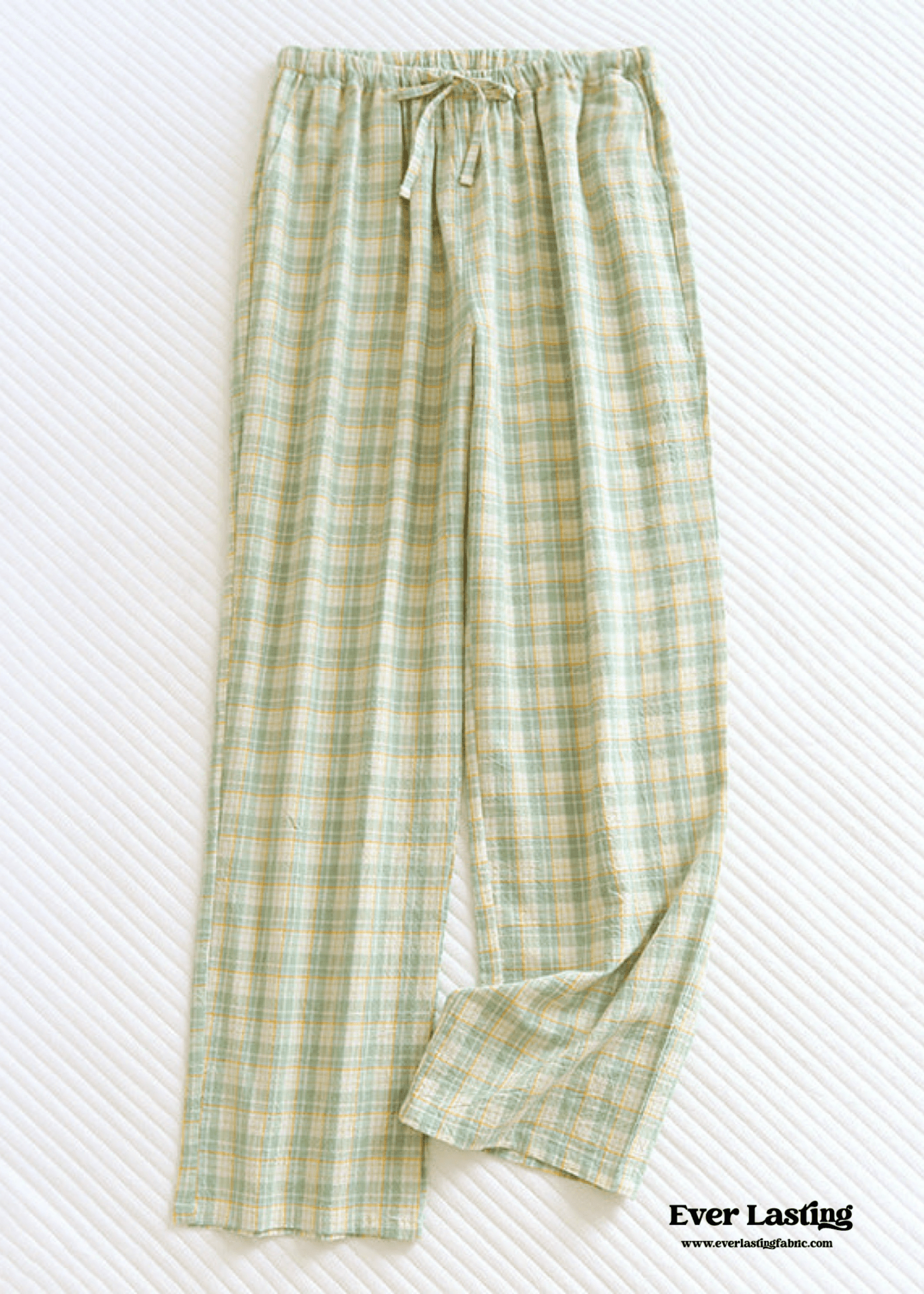 Plaid Washed Cotton Pajama Pants / Pink