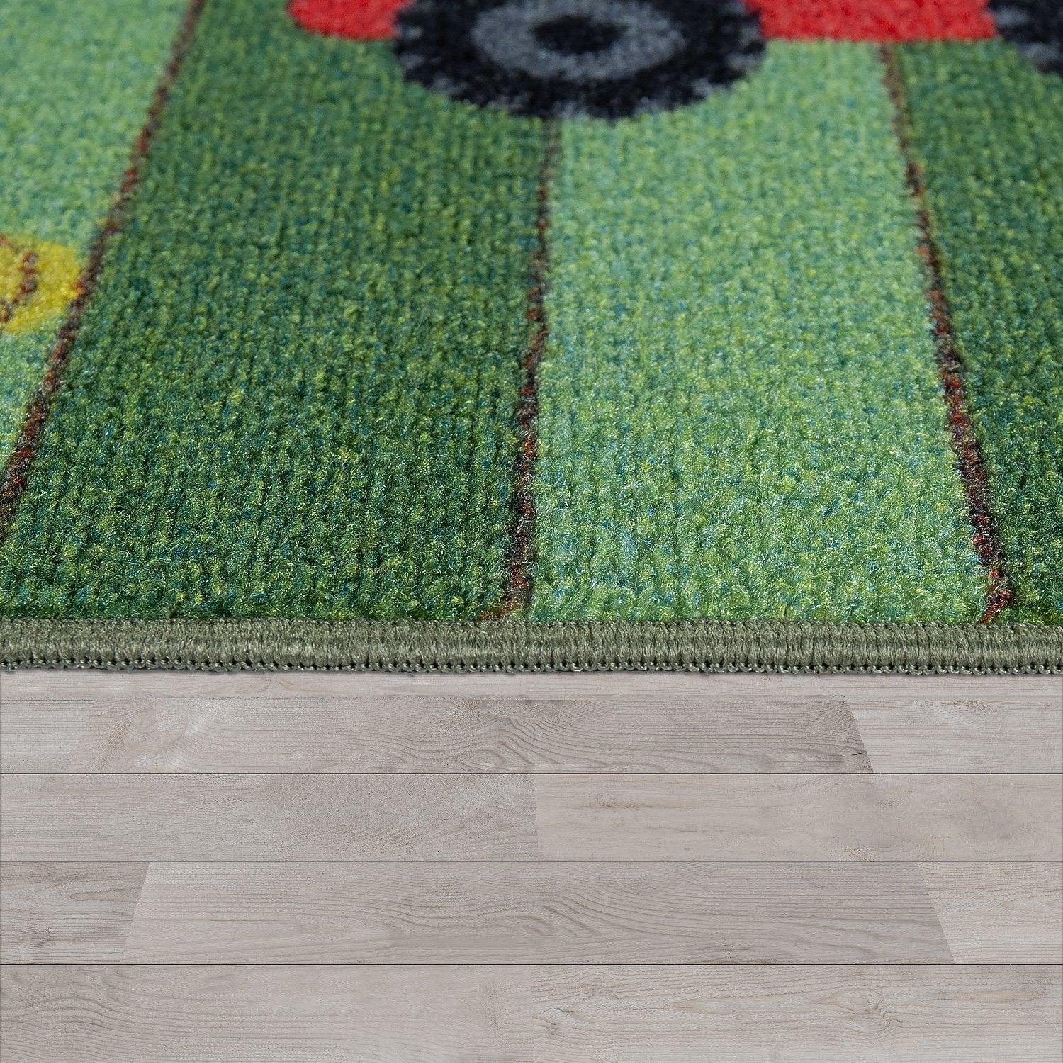Play Rug for Kids Rooms, Landscape and Horses in green