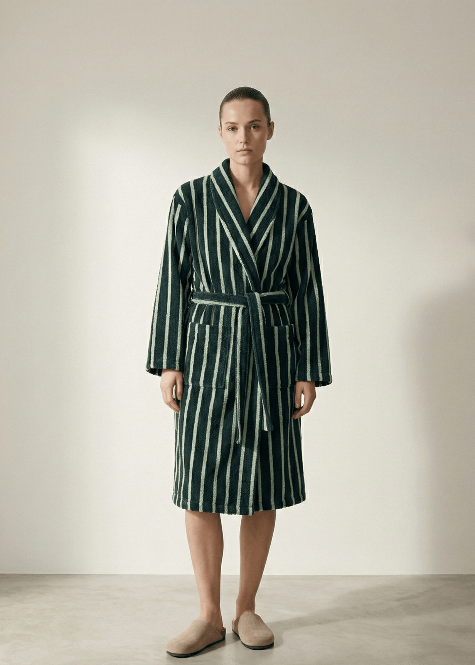Quiet Evening Striped Robe Set / Green