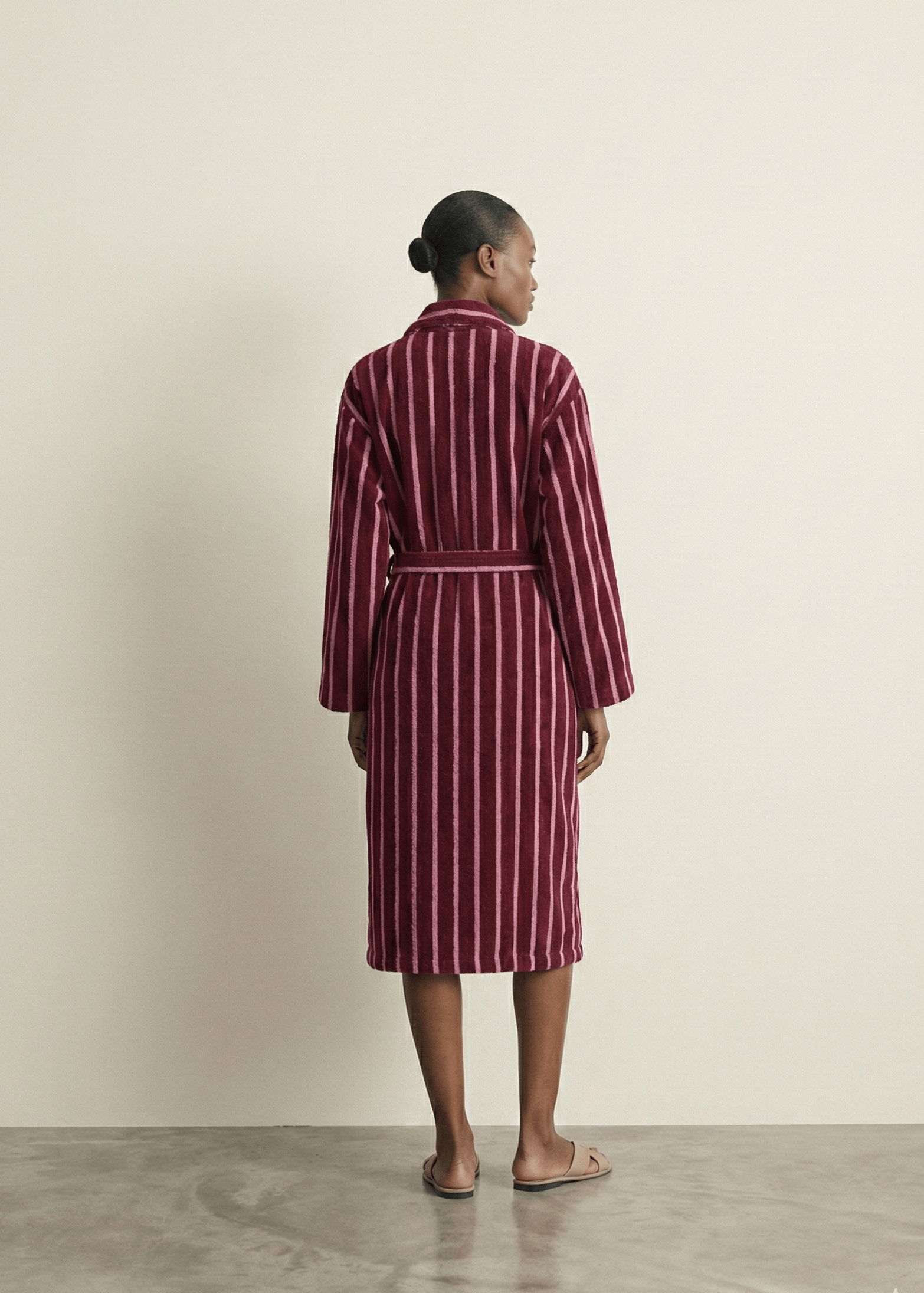 Quiet Evening Striped Robe Set / Burgundy