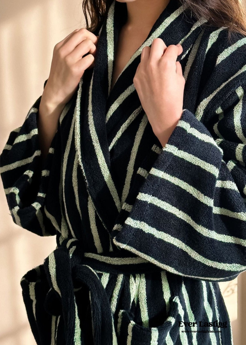 Quiet Evening Striped Robe Set / Green