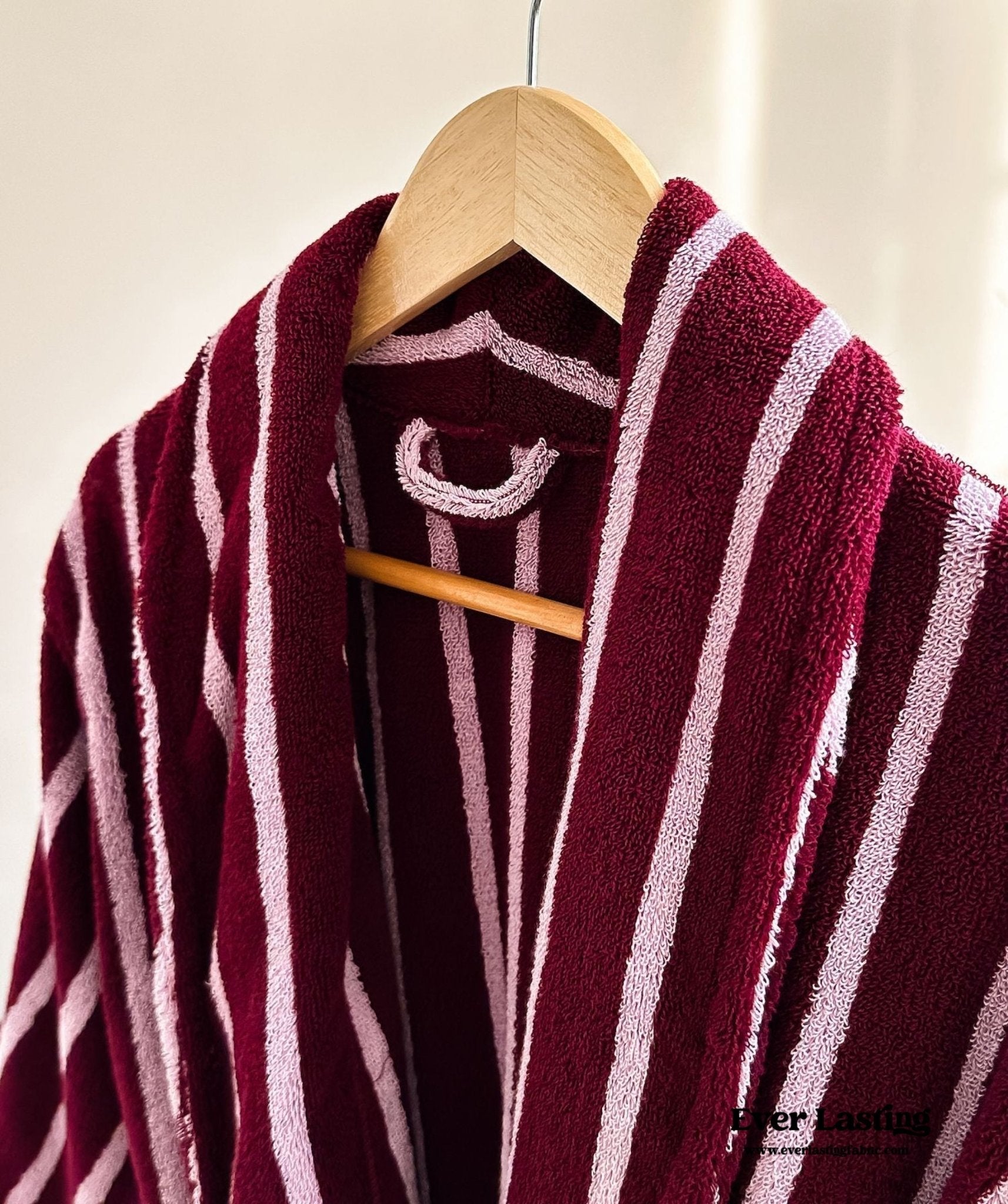 Quiet Evening Striped Robe Set / Burgundy