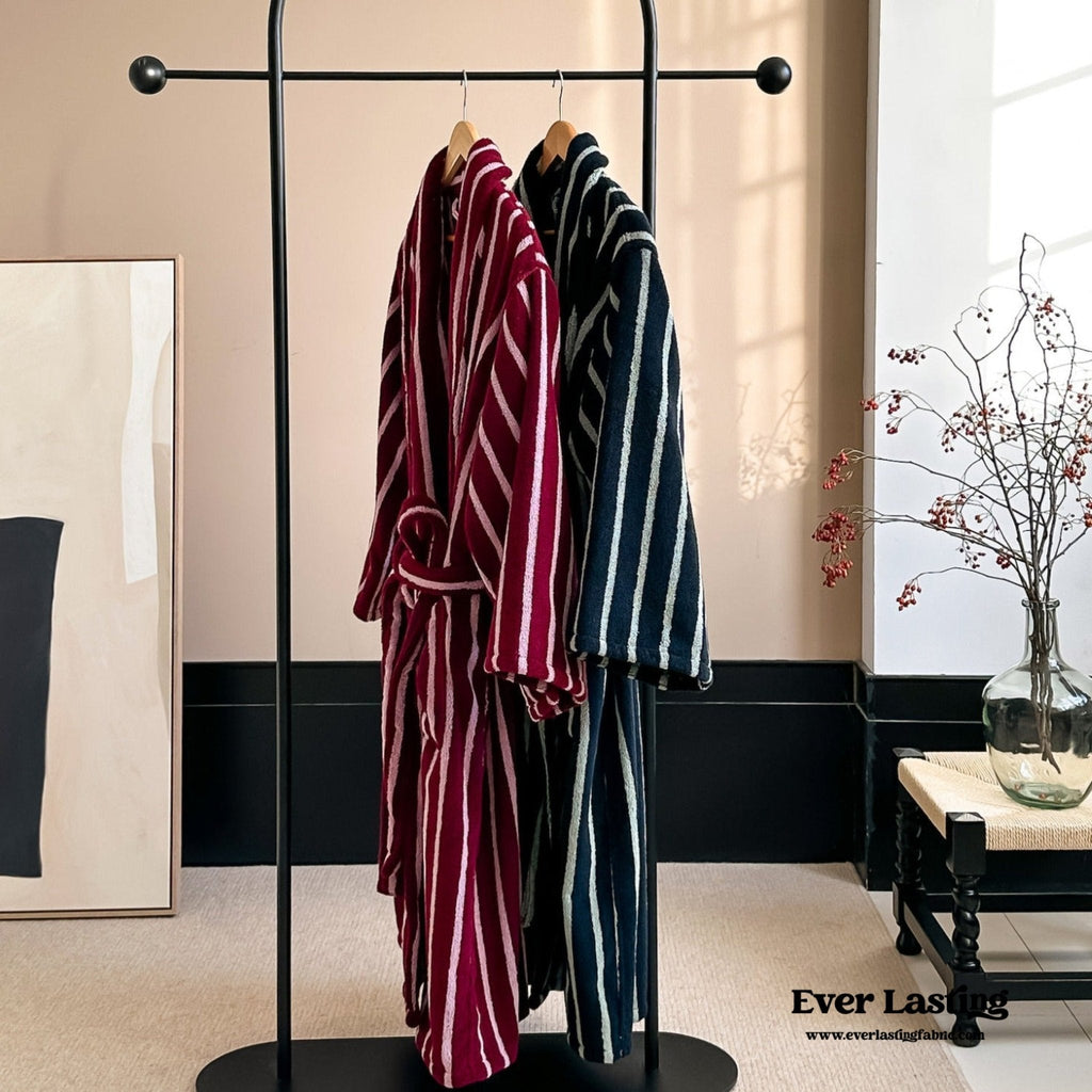 Quiet Evening Striped Robe Set / Burgundy