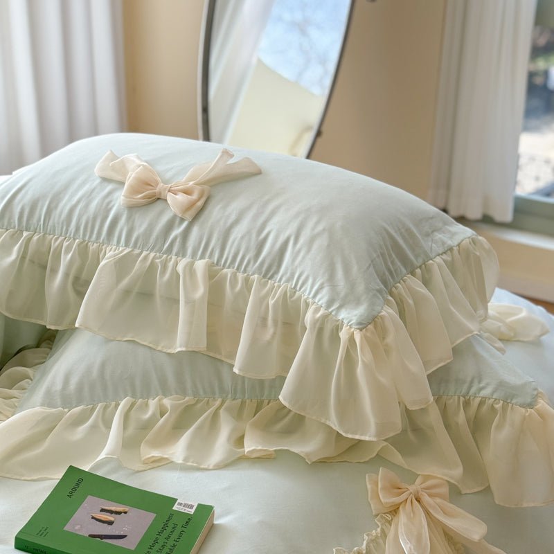 Ribbon Bow Airy Lace Bedding Set / Baby Pink